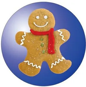 Gingerbread Man Round Badge/Button w/ Bar Pin (2.5" Diameter)