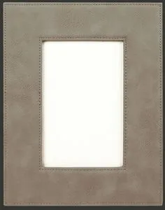 Grigio Jasmine Picture Frame - Grey Faux Leather - Holds photo 4'' x 6''