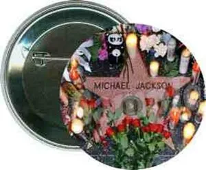 Music - MJ, Hollywood Star with Flowers - 2 1/4 Inch Round Button
