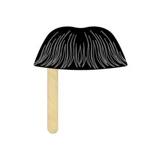 Stock Chaplin Mustache Mask on 6" Stick (Both Side Digital Printed)
