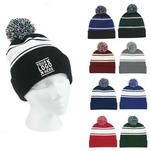 Thicker Fans Fiber Knitted Beanie With Pom