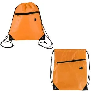Wire Hole Drawstring Backpack With Zipper Pocket